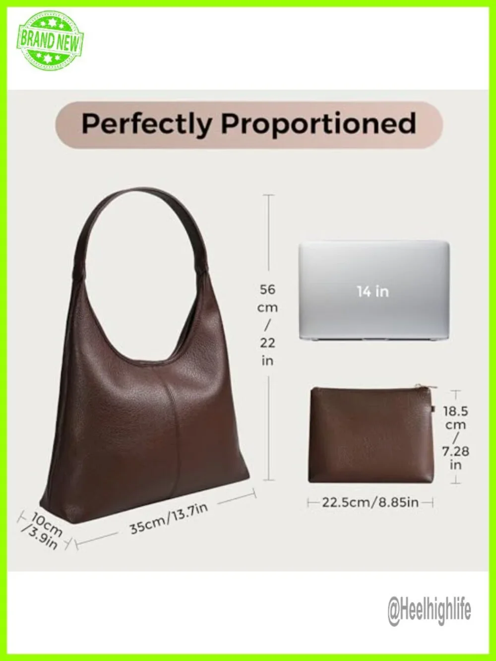 Vegan Leather Slouchy Hobo Bag with Zip Pouch & Key Leash